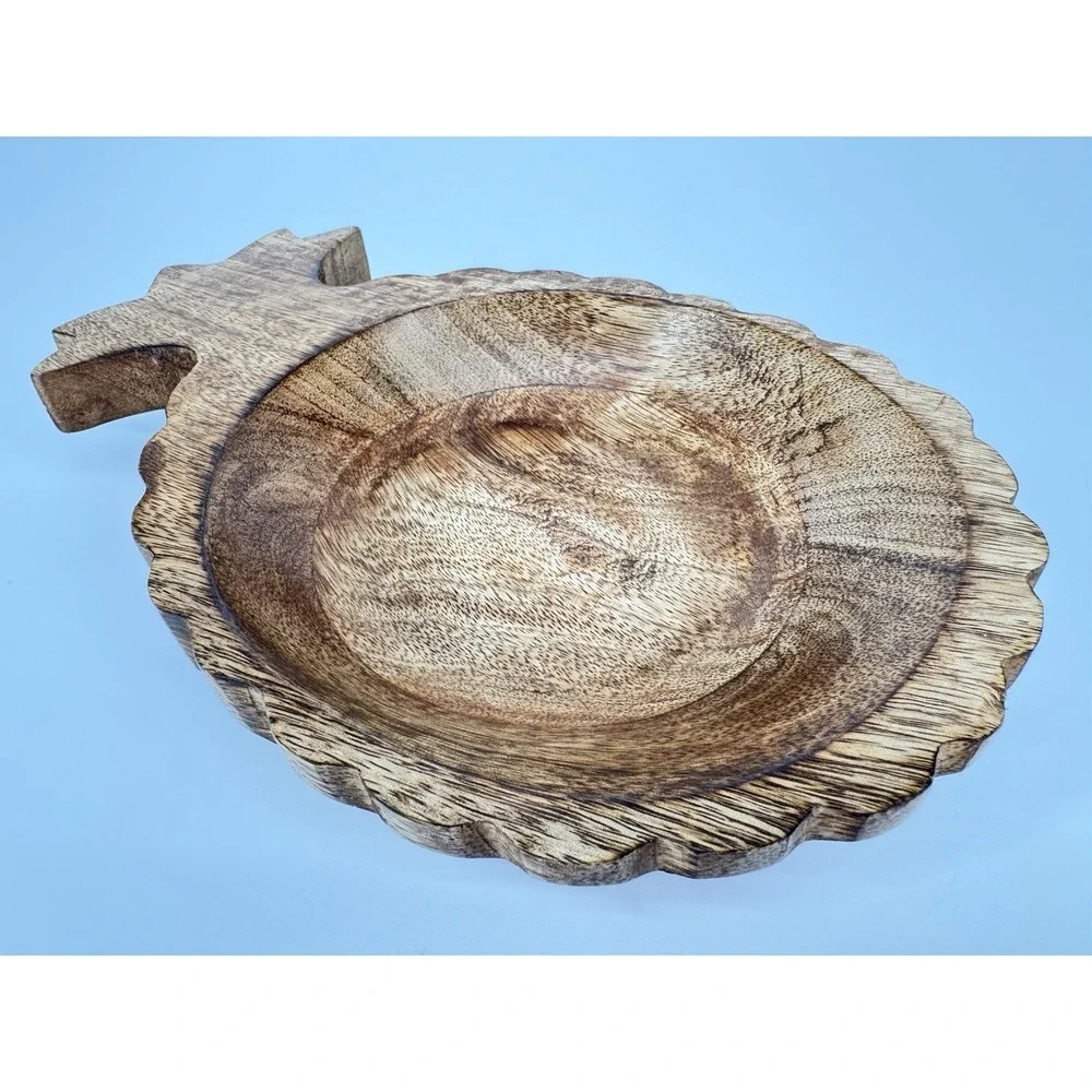 Pineapple Bowl Wood Carved Serving Dish Tropical Decor Fruit‎ Catchall